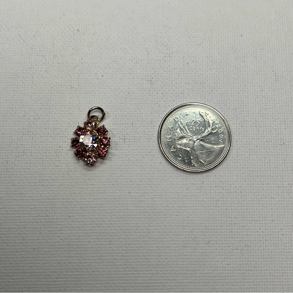 Vintage Gold Tone Pink and Clear Swarovski Crystal Necklace Pendant - Picture 8 of 8